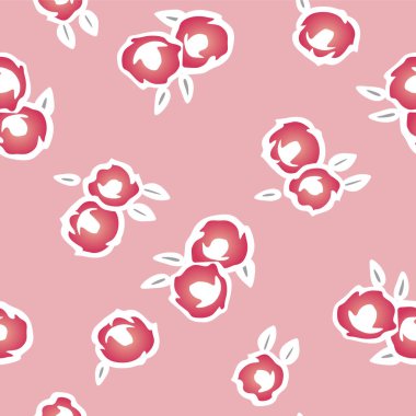 Japon Yuvarlak Kırmızı Çiçek Sonbahar Vektörü Kusursuz Desen