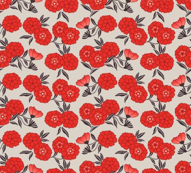 Japon Çiçeği Yaprak Vine Vektörü Kusursuz Desen