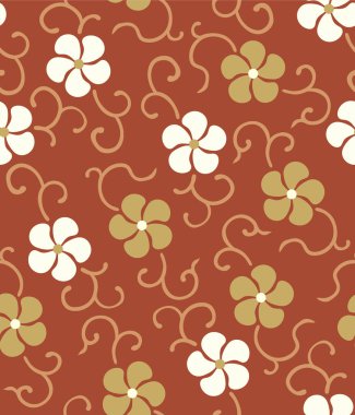 Japon Flower Curl Motif Vektörü Kusursuz Desen
