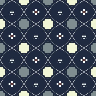 Japon Çiçeği Elmas Ağ Vektörü Kusursuz Desen