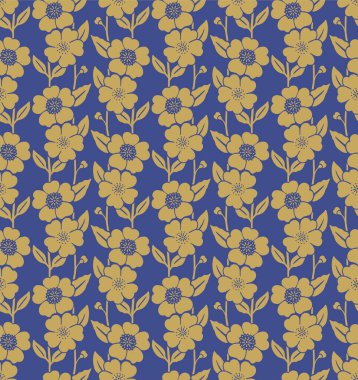 Japon Şirin Çiçek Şubesi Vektörü Kusursuz Desen