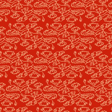 Japon Çiçeği Çizim Çizgisi Vektörü Kusursuz Desen