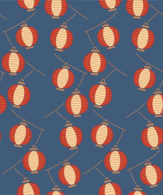 Japon Şirin Fener Vektörü Kusursuz Desen