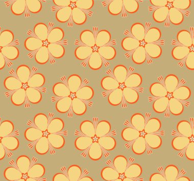 Japon Şirin Çiçek Motif Vektörü Kusursuz Desen