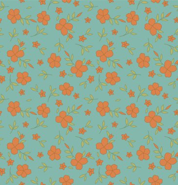 Japon Çiçeği Yaprak Dalları Vektörü Kusursuz Desen