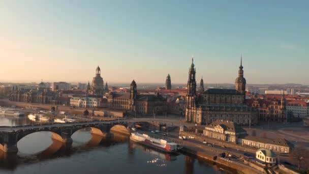 Dresden Város Napkeltekor — Stock videók