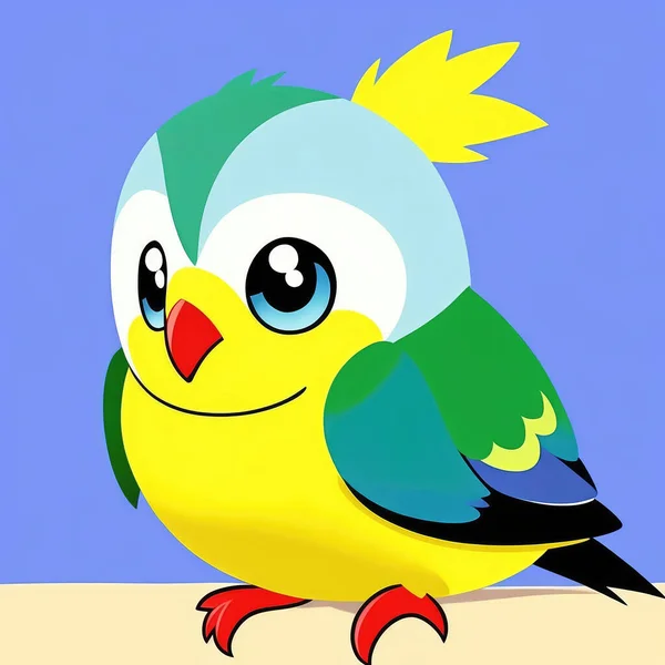cute parrot on a background of blue sky.
