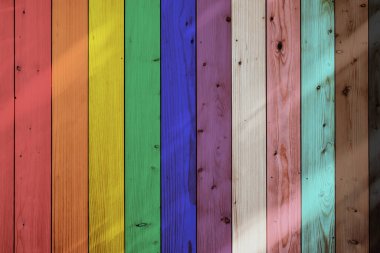 Gurur Günü Renk Tahta Paneli Arkaplanı, Tüm Renk Ölçüleri, LGBTQ + Topluluk.