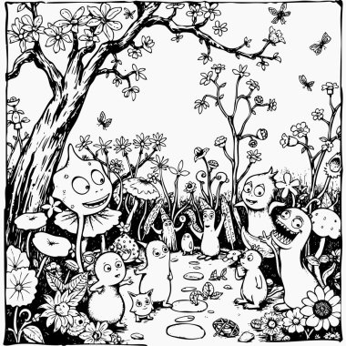 Konuşan bitkiler ve tuhaf yaratıklarla dolu tuhaf bir bahçe.