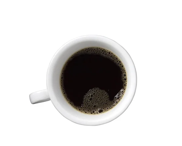 Černá Káva Bílém Šálku Kávy Izolovat Bílé Pozadí — Stock fotografie