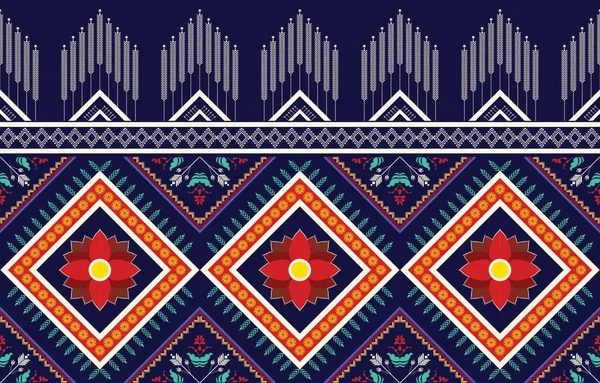 Modello Ornamento Geometrico Floreale Triangolo Colorato Stile Tessitura Etnica Tribale — Vettoriale Stock