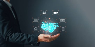 Yapay zeka yönetimi, pazarlamacılar eğitimi, araştırma, analiz medya video akışı içerik oluşturma ve dijital işlerini büyütmek için çevrimiçi pazarlama stratejisi. İş analizi için yapay zekayı kullanmak.