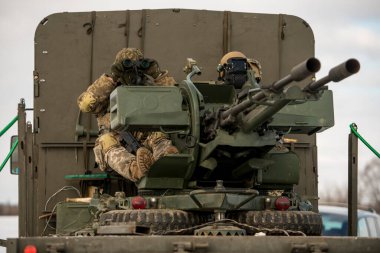  An air defense unit of the Ukrainian Armed Forces, called drone hunters, in position near Ukraines northern border, February 7, 2023. High quality photo