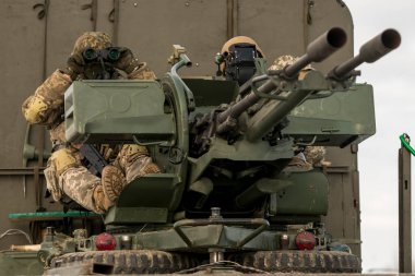  Ukrayna Silahlı Kuvvetleri 'nin bir hava savunma birimi, İHA avcıları olarak adlandırılıyor, Ukrayna' nın kuzey sınırı yakınlarında, 7 Şubat 2023. Yüksek kalite fotoğraf