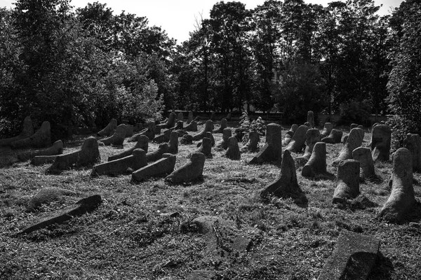 Velho Cemitério Judaico Berdychiv Ucrânia Julho 2023 Foto Preto Branco — Fotografia de Stock