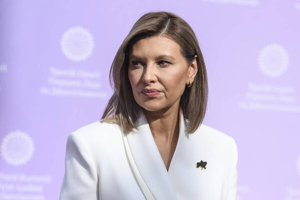 First Lady of Ukraine Olena Zelenska arrives at the Third Summit of First Ladies and Gentlemen in Kyiv, Ukraine 6 September 2023. High quality photo
