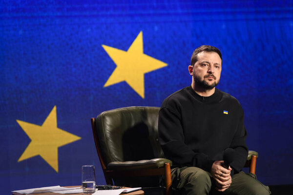 Президент Украины Владимир Зеленский во время большой итоговой пресс-конференции в Киеве, Украина, 19 декабря 2023 года. Высокое качество фото