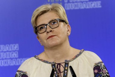 Litvanya Başbakanı Ingrida Simonyte, Ukrayna 'nın başkenti Kyiv' deki uluslararası gıda güvenliği tahılları zirvesi sonrasında 25 Kasım 2023 'te bir konuşma yapacak. Yüksek kalite fotoğraf