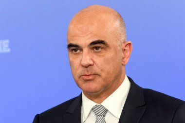 İsviçre Konfederasyon Başkanı Alain Berset, Ukrayna 'nın Kyiv kentinde 25 Kasım 2023' te düzenlenen uluslararası gıda güvenliği tahılları zirvesinde. Yüksek kalite fotoğraf