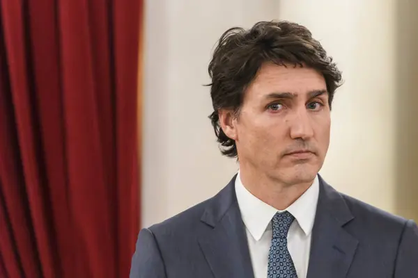 Прем Міністр Канади Джастін Трюдо Відвідує Спільну Прес Конференцію Президентом Стокова Картинка