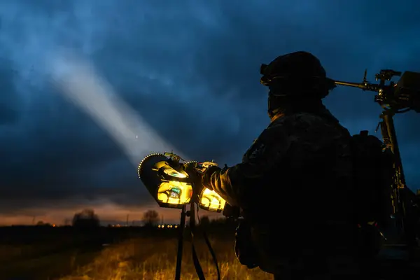 Подразделение Пво Вооруженных Сил Украины Известное Охотники Беспилотники Освещает Небо Стоковое Фото