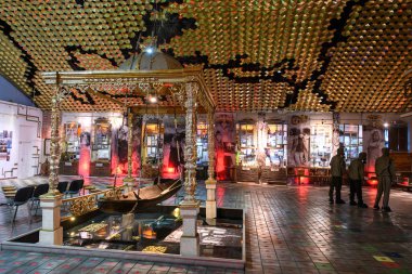 Ukrayna Ulusal Kornobil Müzesi 'nde 23 Nisan 2024 tarihinde Ukrayna' nın başkenti Kyiv 'deki 1986 Çernobil felaketi ve sonuçlarına adanmış serginin genel bir görüntüsü. Yüksek kalite fotoğraf