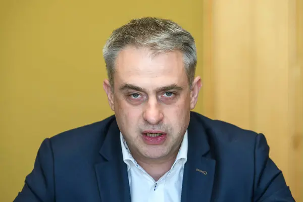 stock image Deputy Prime Minister of Poland and Minister of Digital Affairs Krzysztof Gawkowski during a visit to Kyiv, Ukraine May 6, 2024. High quality photo