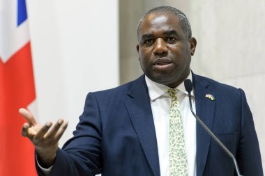 İngiltere Dışişleri Bakanı David Lammy 11 Eylül 2024 'te Ukrayna' nın başkenti Kyiv 'de düzenlenen basın toplantısında konuştu. Yüksek kalite fotoğraf