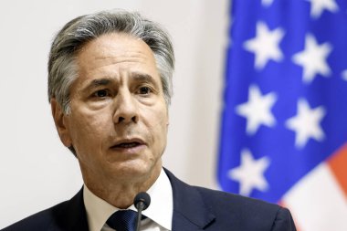 ABD Dışişleri Bakanı Antony Blinken 11 Eylül 2024 'te Ukrayna' nın başkenti Kyiv 'de düzenlenen basın toplantısında bir konuşma yaptı. Yüksek kalite fotoğraf