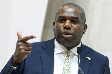 Foreign Secretary of Great Britain David Lammy speaks during a press conference at the Ministry of Foreign Affairs in Kyiv, Ukraine, September 11, 2024. High quality photo clipart