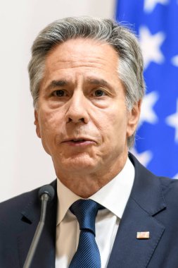 ABD Dışişleri Bakanı Antony Blinken 11 Eylül 2024 'te Ukrayna' nın başkenti Kyiv 'de düzenlenen basın toplantısında bir konuşma yaptı. Yüksek kalite fotoğraf