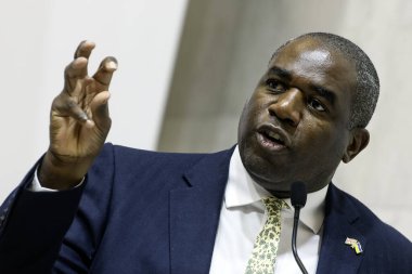 İngiltere Dışişleri Bakanı David Lammy 11 Eylül 2024 'te Ukrayna' nın başkenti Kyiv 'de düzenlenen basın toplantısında konuştu. Yüksek kalite fotoğraf
