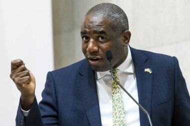 İngiltere Dışişleri Bakanı David Lammy 11 Eylül 2024 'te Ukrayna' nın başkenti Kyiv 'de düzenlenen basın toplantısında konuştu. Yüksek kalite fotoğraf