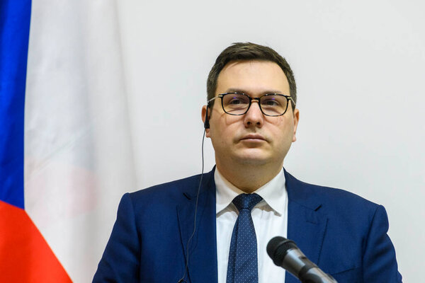 Министр иностранных дел Чехии Ян Липавский принял участие в пресс-конференции в Киеве, Украина, 22 ноября 2024 года. Высокое качество фото