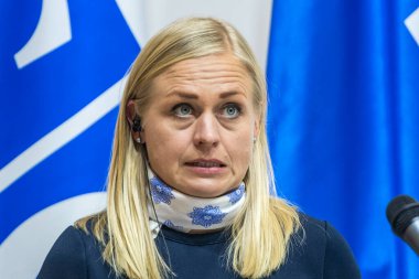 Finnish Foreign Minister and the OSCE Chair for 2025, Elina Valtonen, attends a joint press conference with Ukraine's Foreign Minister Andrii Sybiha in Kyiv, Ukraine, on January 8, 2025. quality photo clipart