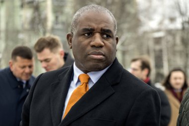 İngiltere Dışişleri Bakanı David Lammy 5 Şubat 2025 'te Ukrayna' nın Kyiv kentine yaptığı ziyarette. Yüksek kalite fotoğraf