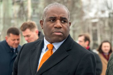 İngiltere Dışişleri Bakanı David Lammy 5 Şubat 2025 'te Ukrayna' nın Kyiv kentine yaptığı ziyarette. Yüksek kalite fotoğraf