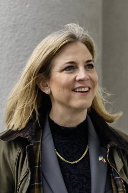 Avusturya Dışişleri Bakanı Beate Meinl-Reisinger 14 Mart 2025 'te Ukrayna' nın Kyiv kentine yaptığı ziyarette. Yüksek kalite fotoğraf