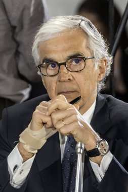 31 Mart 2025 'te Bucha, Ukrayna' da düzenlenen Bucha Zirvesi sırasında Portekiz Cumhuriyeti Meclisi Başkanı Jose Pedro Aguiar-Branco. Yüksek kalite fotoğraf