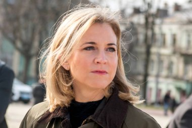 Avusturya Dışişleri Bakanı Beate Meinl-Reisinger 14 Mart 2025 'te Ukrayna' nın Kyiv kentine yaptığı ziyarette. Yüksek kalite fotoğraf