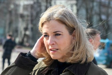 Avusturya Dışişleri Bakanı Beate Meinl-Reisinger 14 Mart 2025 'te Ukrayna' nın Kyiv kentine yaptığı ziyarette. Yüksek kalite fotoğraf