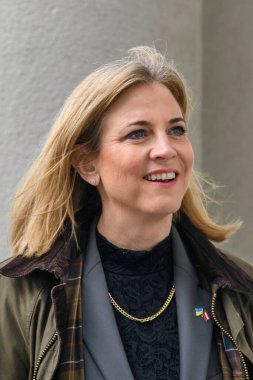 Avusturya Dışişleri Bakanı Beate Meinl-Reisinger 14 Mart 2025 'te Ukrayna' nın Kyiv kentine yaptığı ziyarette. Yüksek kalite fotoğraf