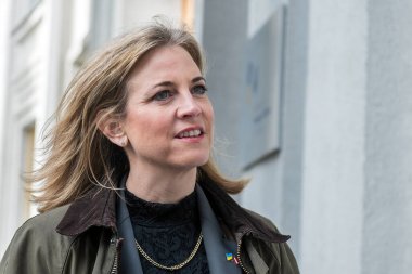 Avusturya Dışişleri Bakanı Beate Meinl-Reisinger 14 Mart 2025 'te Ukrayna' nın Kyiv kentine yaptığı ziyarette. Yüksek kalite fotoğraf