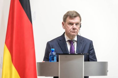 Almanya Dışişleri Bakanı Johann Wadephul, Ukrayna Dışişleri Bakanı Andriy Sybiha ile 30 Haziran 2025 'te Ukrayna' nın Kyiv kentinde düzenlediği ortak basın toplantısında. Yüksek kalite fotoğraf