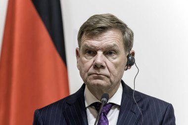 Almanya Dışişleri Bakanı Johann Wadephul, Ukrayna Dışişleri Bakanı Andriy Sybiha ile 30 Haziran 2025 'te Ukrayna' nın Kyiv kentinde düzenlediği ortak basın toplantısında. Yüksek kalite fotoğraf