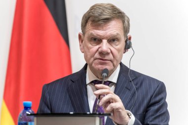 Almanya Dışişleri Bakanı Johann Wadephul, Ukrayna Dışişleri Bakanı Andriy Sybiha ile 30 Haziran 2025 'te Ukrayna' nın Kyiv kentinde düzenlediği ortak basın toplantısında. Yüksek kalite fotoğraf