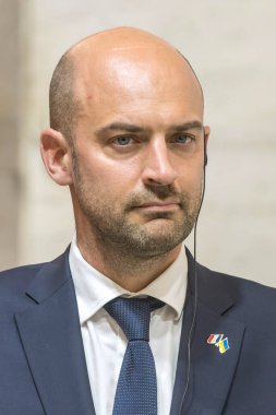 Fransa 'nın Avrupa ve Dışişleri Bakanı Jean-Noel Barrot, Ukrayna Dışişleri Bakanı Andrii Sybiha ile 21 Temmuz 2025 tarihinde Ukrayna' nın Kyiv kentinde düzenlediği ortak basın toplantısına katıldı. Yüksek kalite fotoğraf