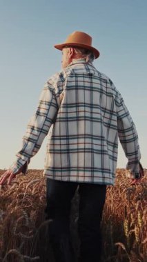 Bir figür engin altın bir alanda zarif bir şekilde duruyor, doğanın özünü stil ve sükunetle kucaklıyor.