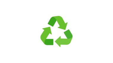 Gölgeli Simge Yeşil Rengi Geri Döndür. Gezegeni Kurtarın. Dönüşümlü animasyon. Çevre koruma kavramı. Beyaz Arkaplan