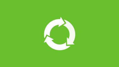 Gölgeli Simge Beyaz Renklerini Geri Döndür. Gezegeni Kurtarın. Dönüşümlü animasyon. Çevre koruma kavramı. Yeşil Arkaplan